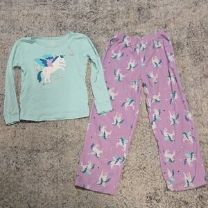 Unicorn Print Kids Pajamas Set - Mint and Lavender